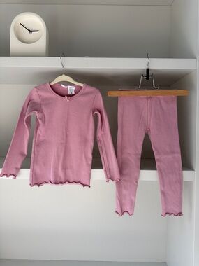Jamie Kay Pink Ribbed Long Sleeve Top & Leggings Set